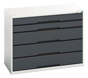 verso drawer cabinet with 5 drawers. WxDxH: 1050x550x800mm. RAL 7035/5010 or selected Bott Verso Drawer Cabinets1050 x 550  Tool Storage for garages and workshops